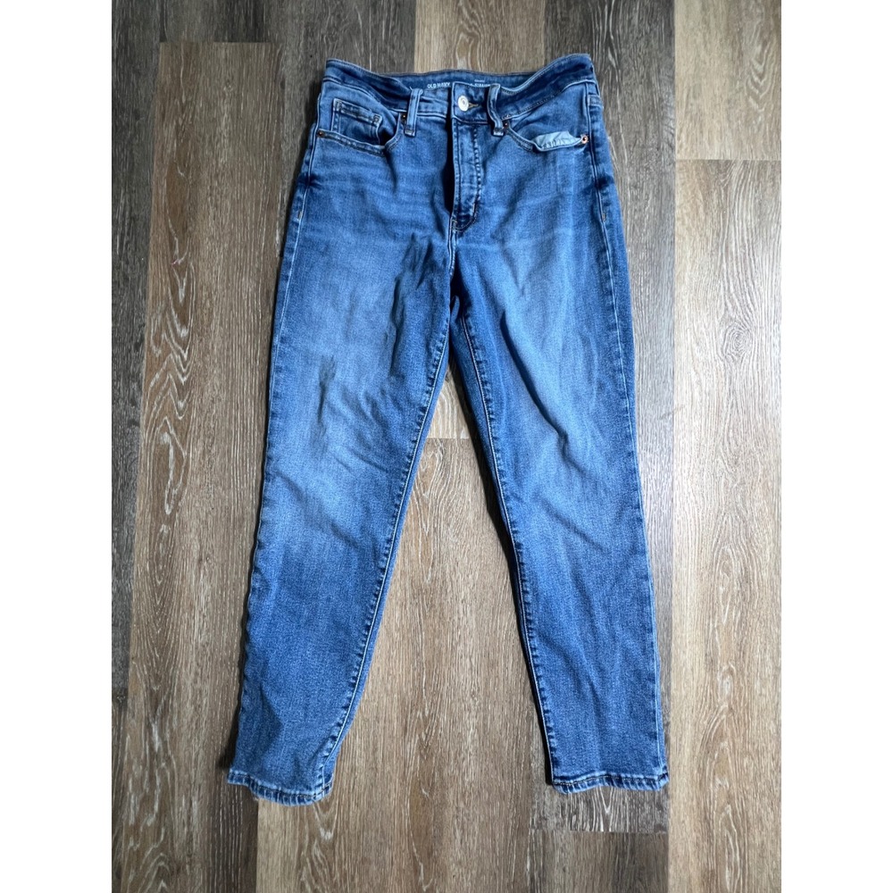 Old Navy OG Straight Jeans Womens 8‎ Blue Excellent High Rise Extra Stretch